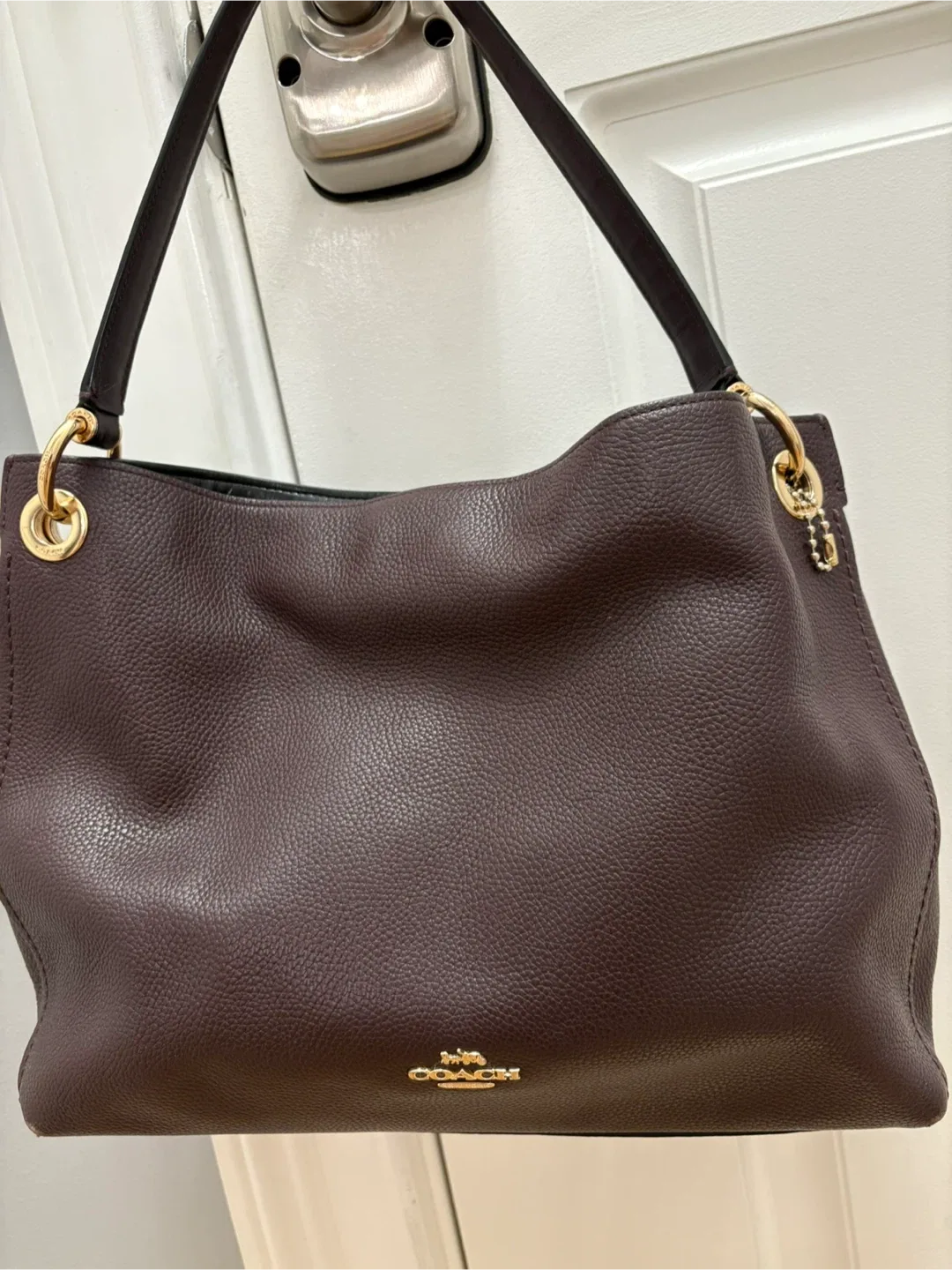 Coach Leather Shoulder Bag - Plum Color image indicator(5)