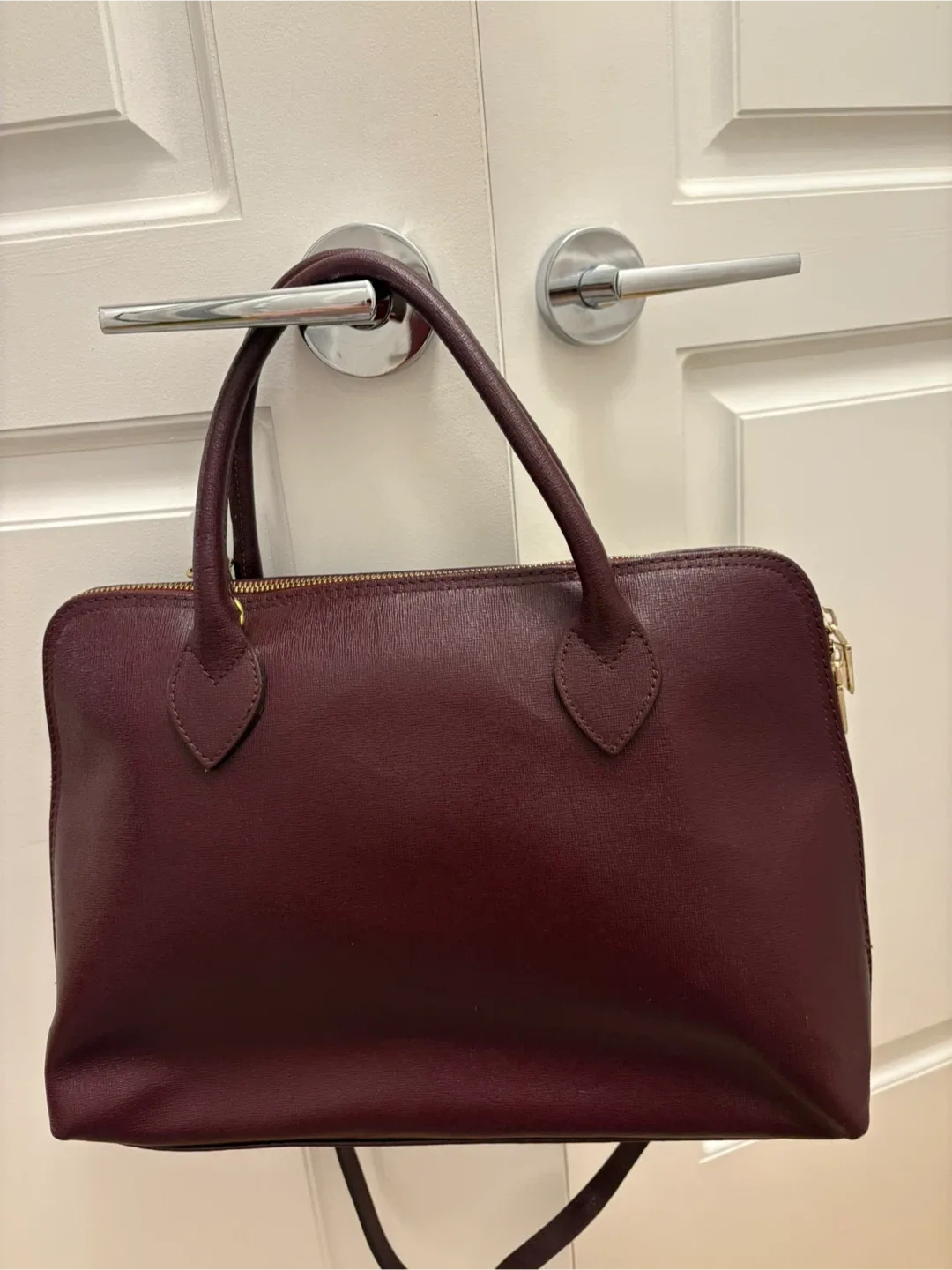 Burgundy Leather Satchel Handbag image indicator(2)