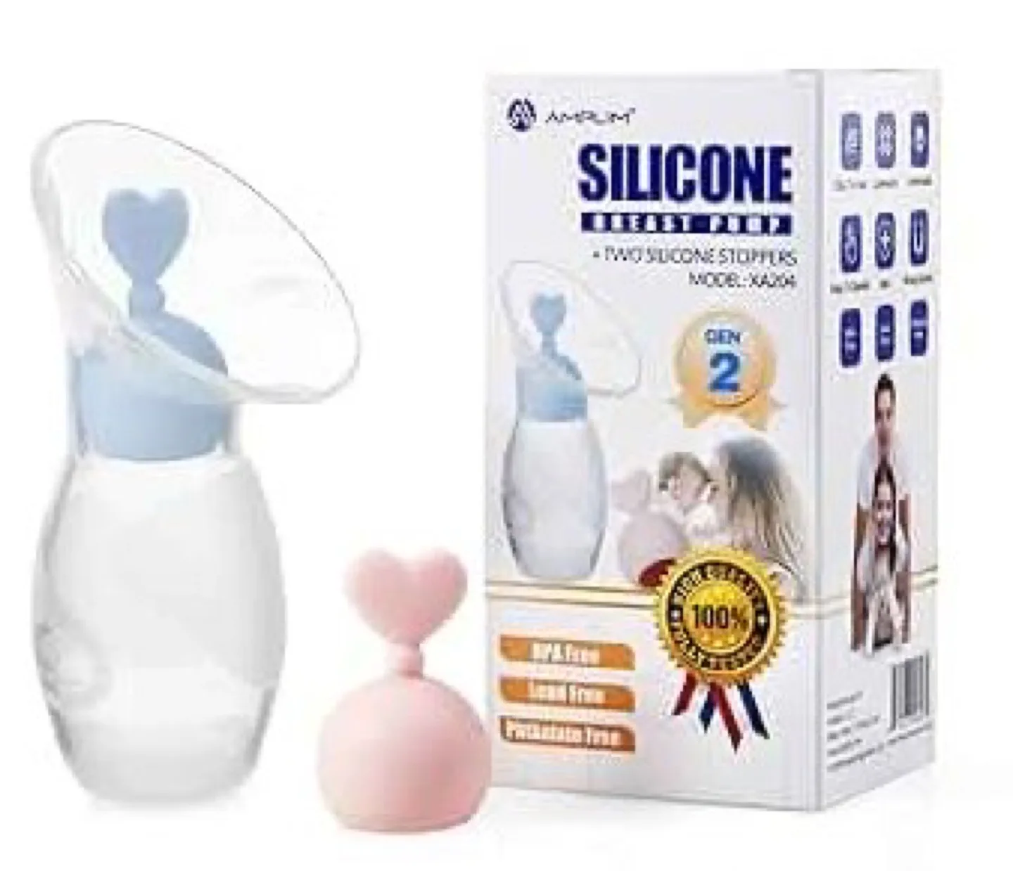 AMPLIM GEN 2 SILICONE MANUAL BREAST PUMP - BLUE thumbnail
