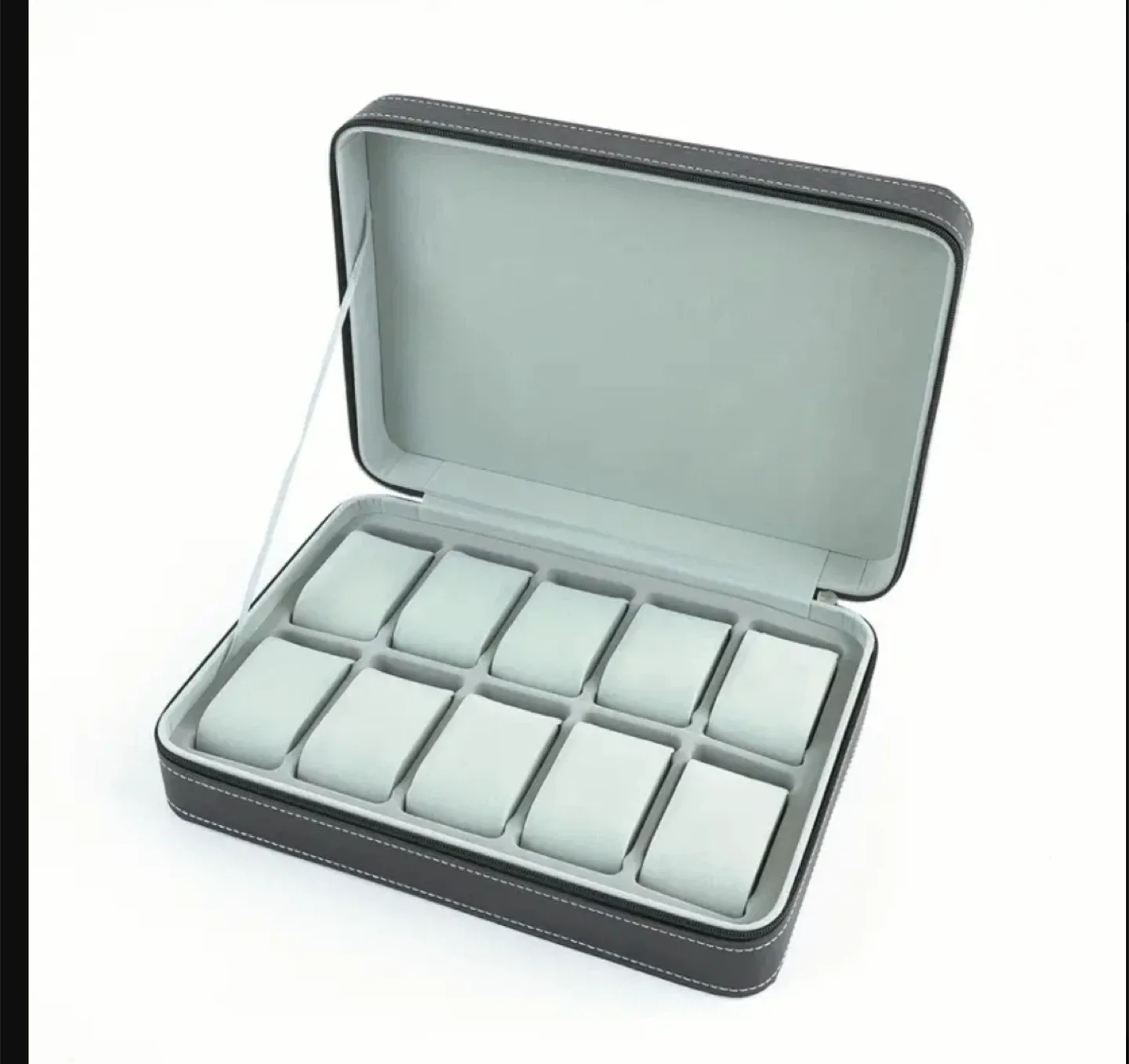 Black Leather 10-Slot Watch Box thumbnail