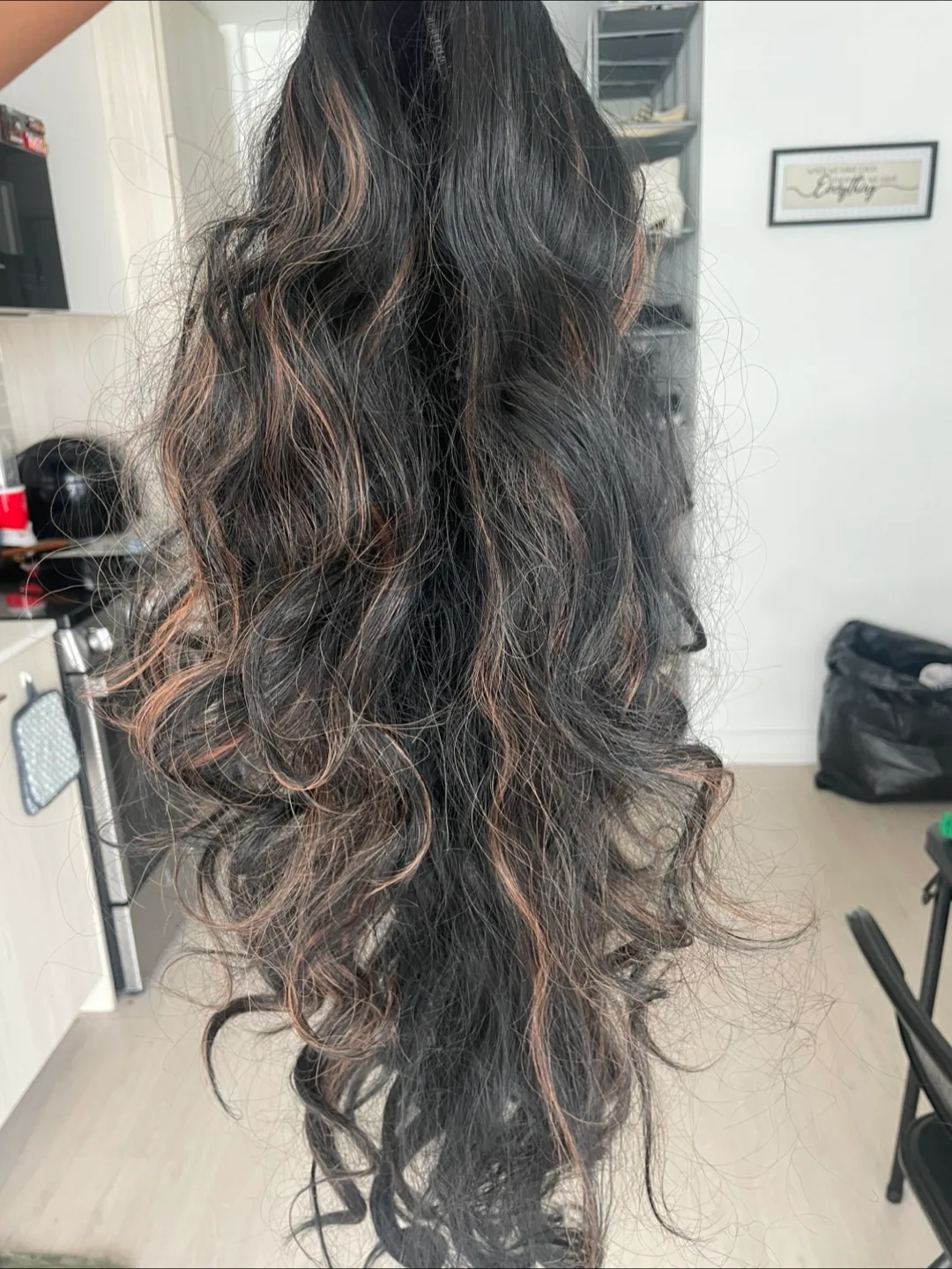 U-part synthetic Wig - Black with Brown Highlights image indicator(3)