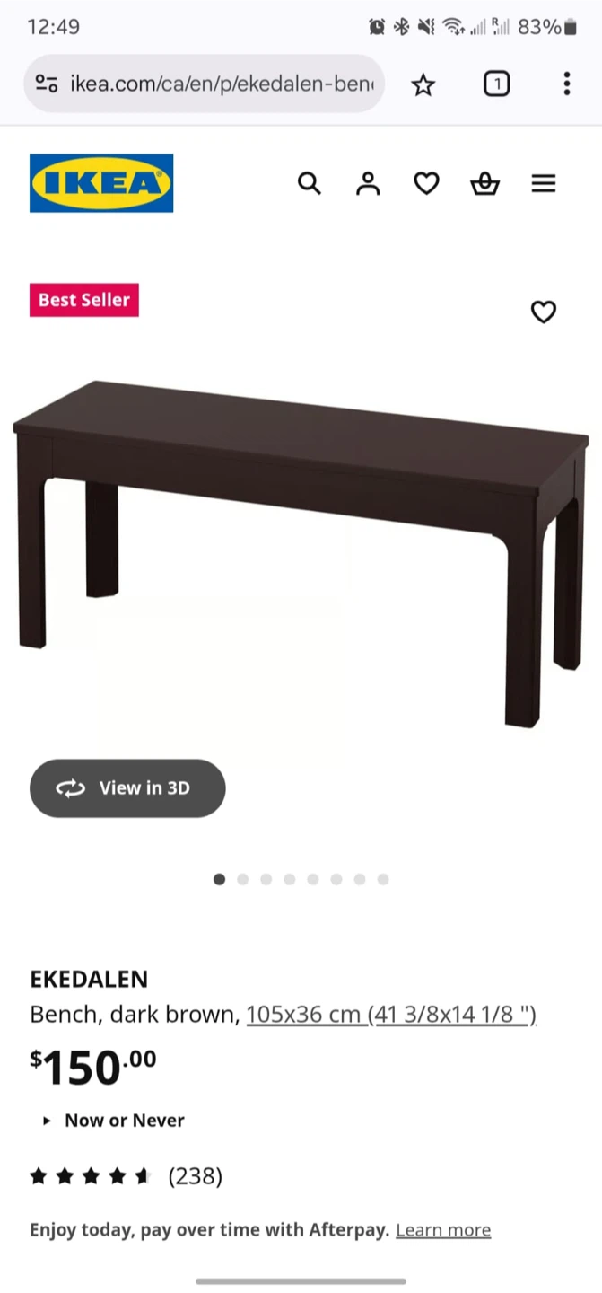 IKEA EKEDALEN Bench - Dark Brown - photo 4