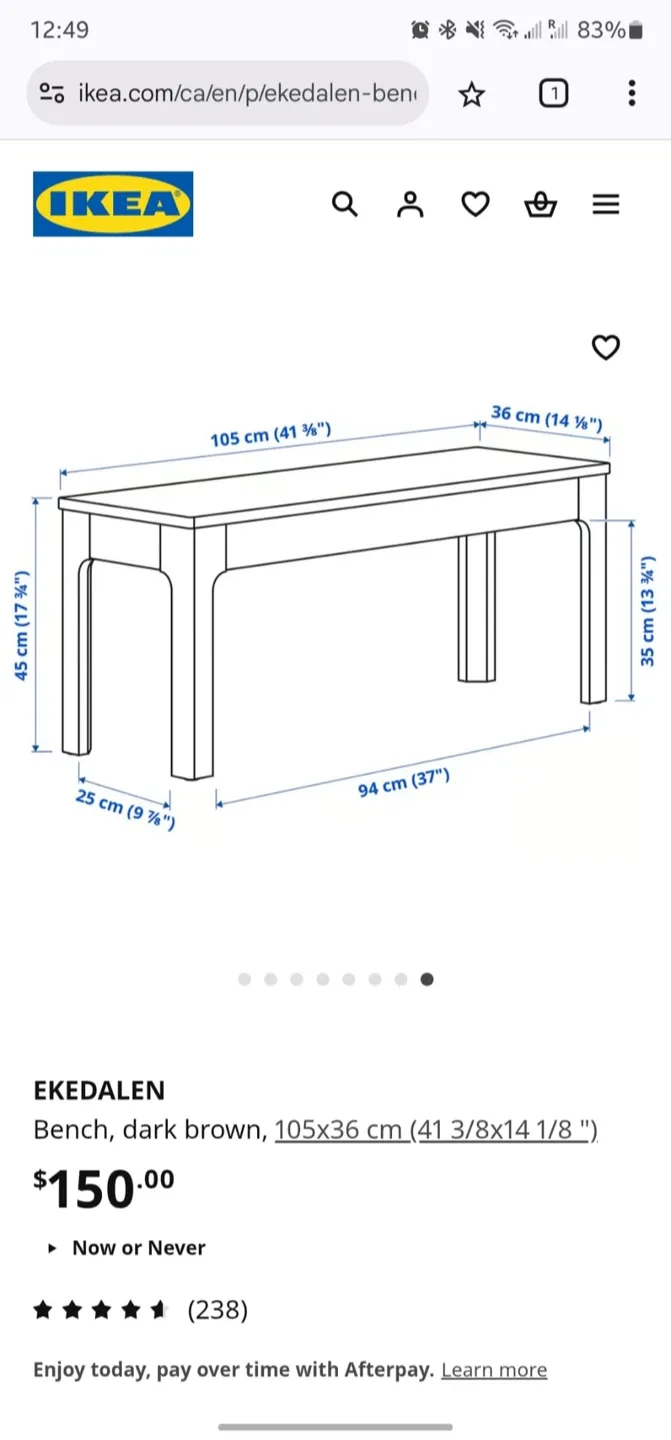 IKEA EKEDALEN Bench - Dark Brown image indicator(5)
