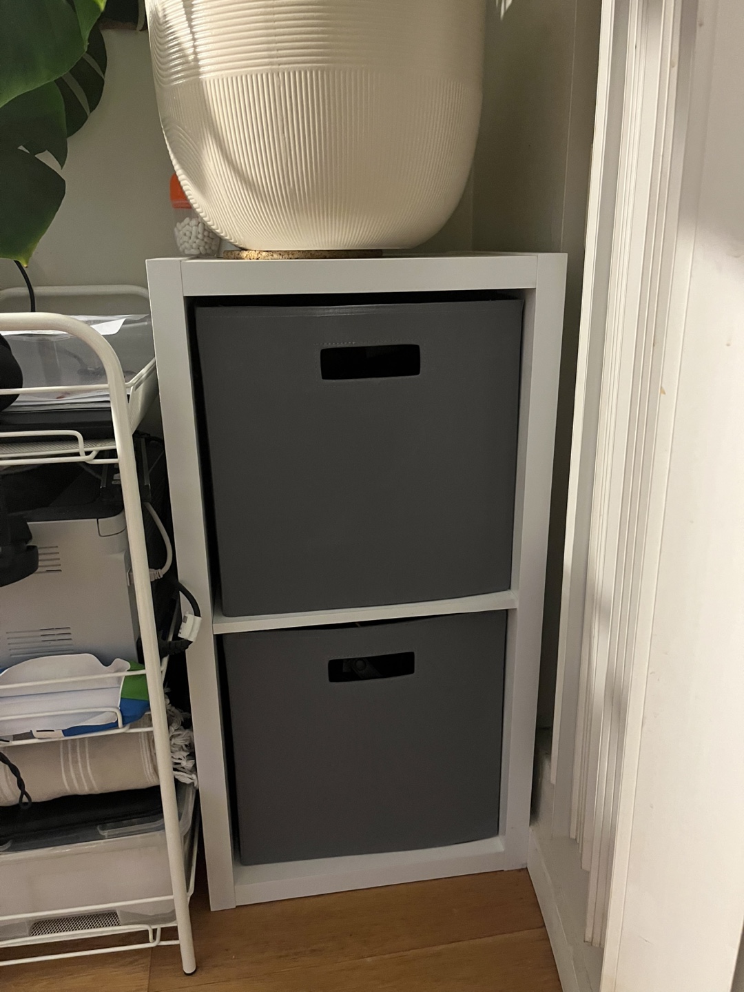 White 2-Cube Storage Shelf with bins  - Brightroom (Target)
