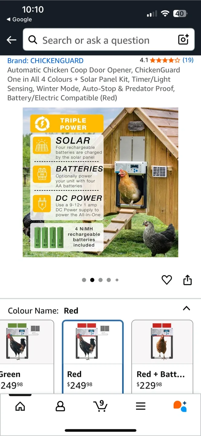 ChickenGuard Automatic Chicken Coop Door Opener - Red thumbnail