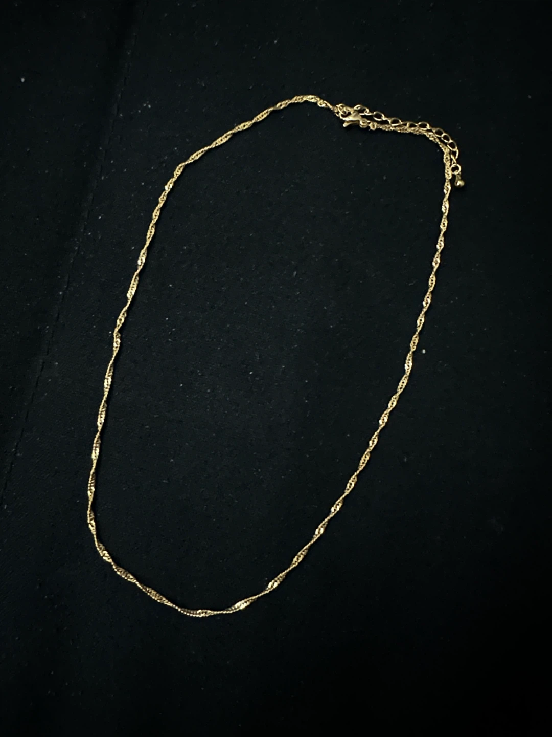 Stainless Steel Gold Twisted Chain Necklace 16”+ Extender”
