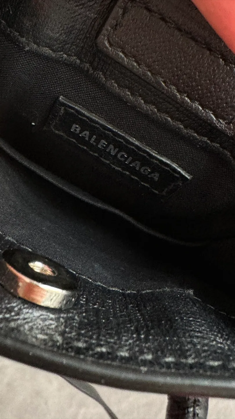 BALENCIAGA Leather Phone Holder Shopping Tote Crossbody Bag image indicator(7)