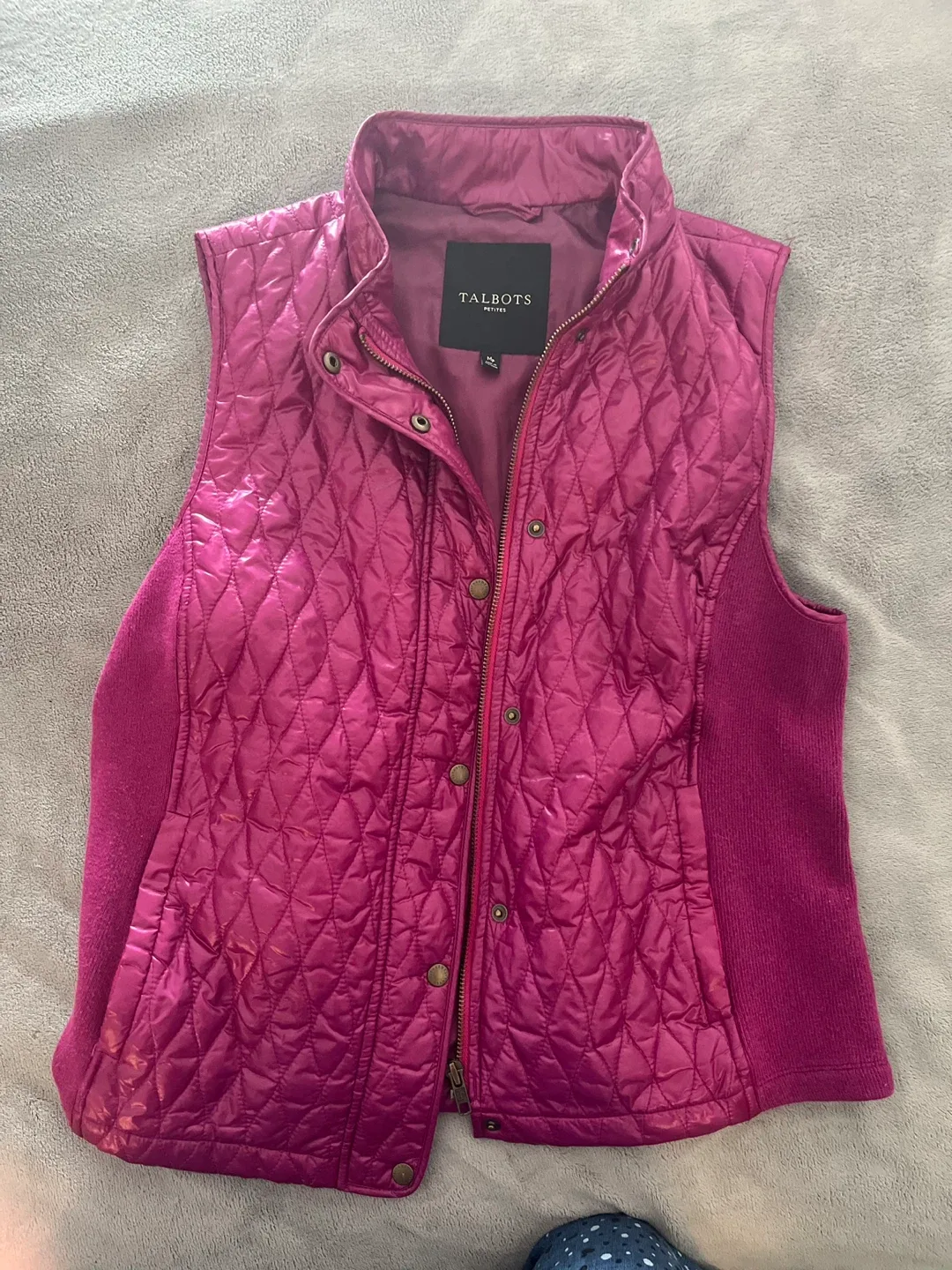 Talbots Woman Pink Puffer Vest Size M thumbnail
