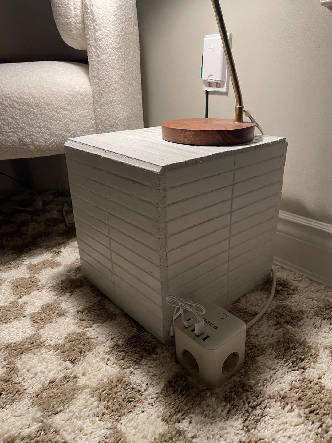 White Tile Side Table
