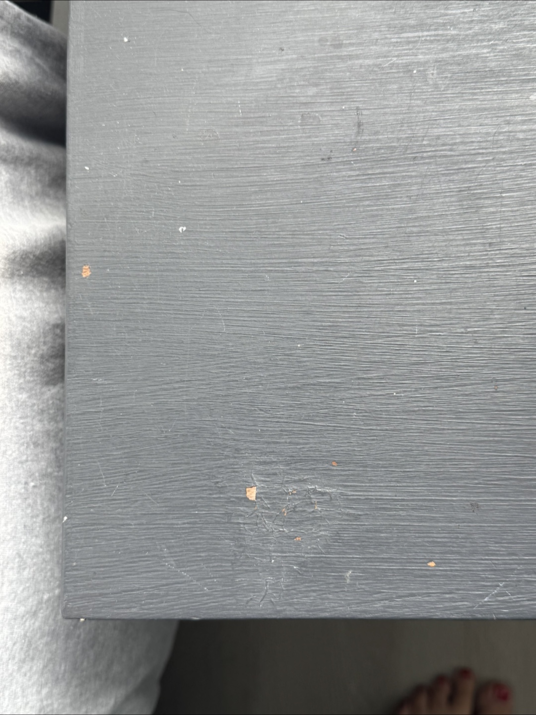 Dark Grey Refinished Wood Two-Drawer Nightstand - photo 4