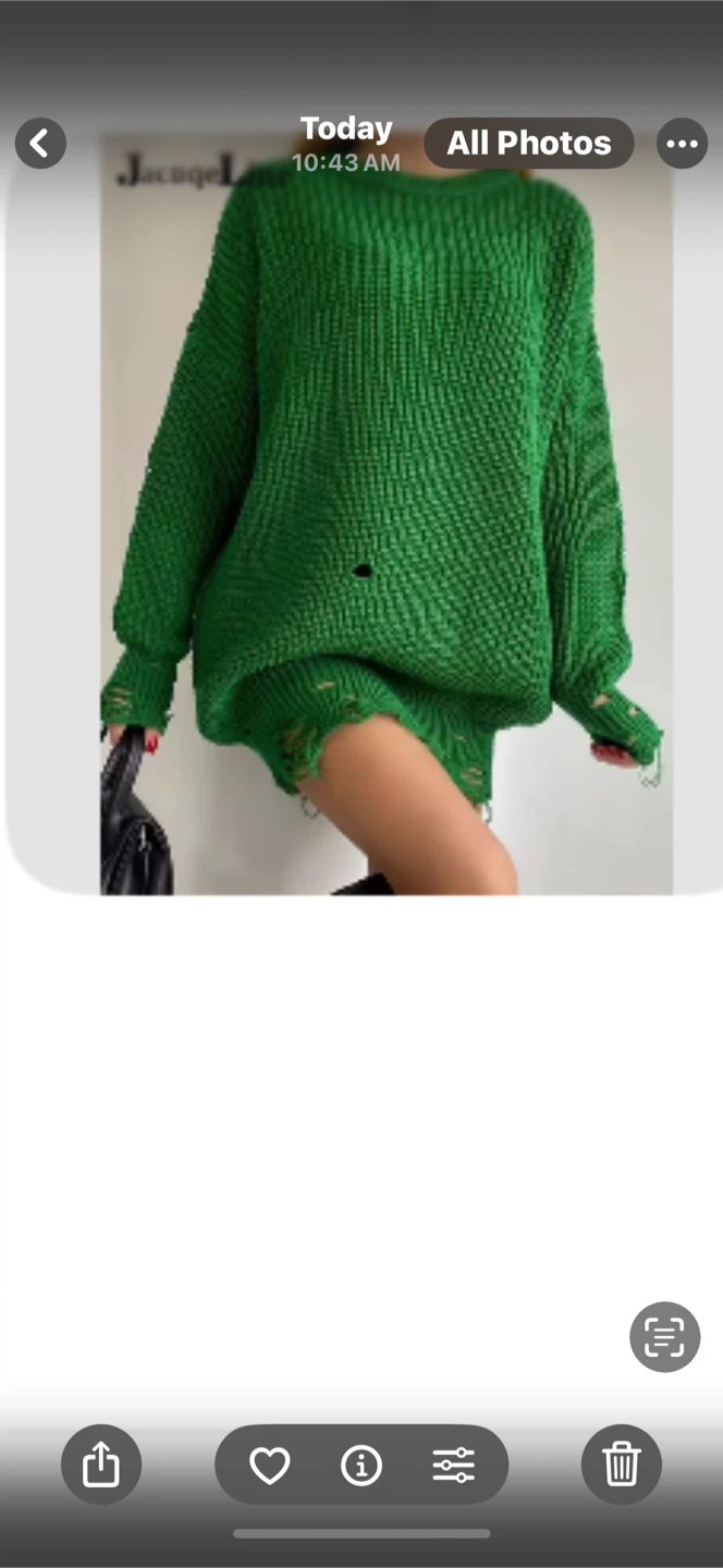 Green Distressed Knit Sweater