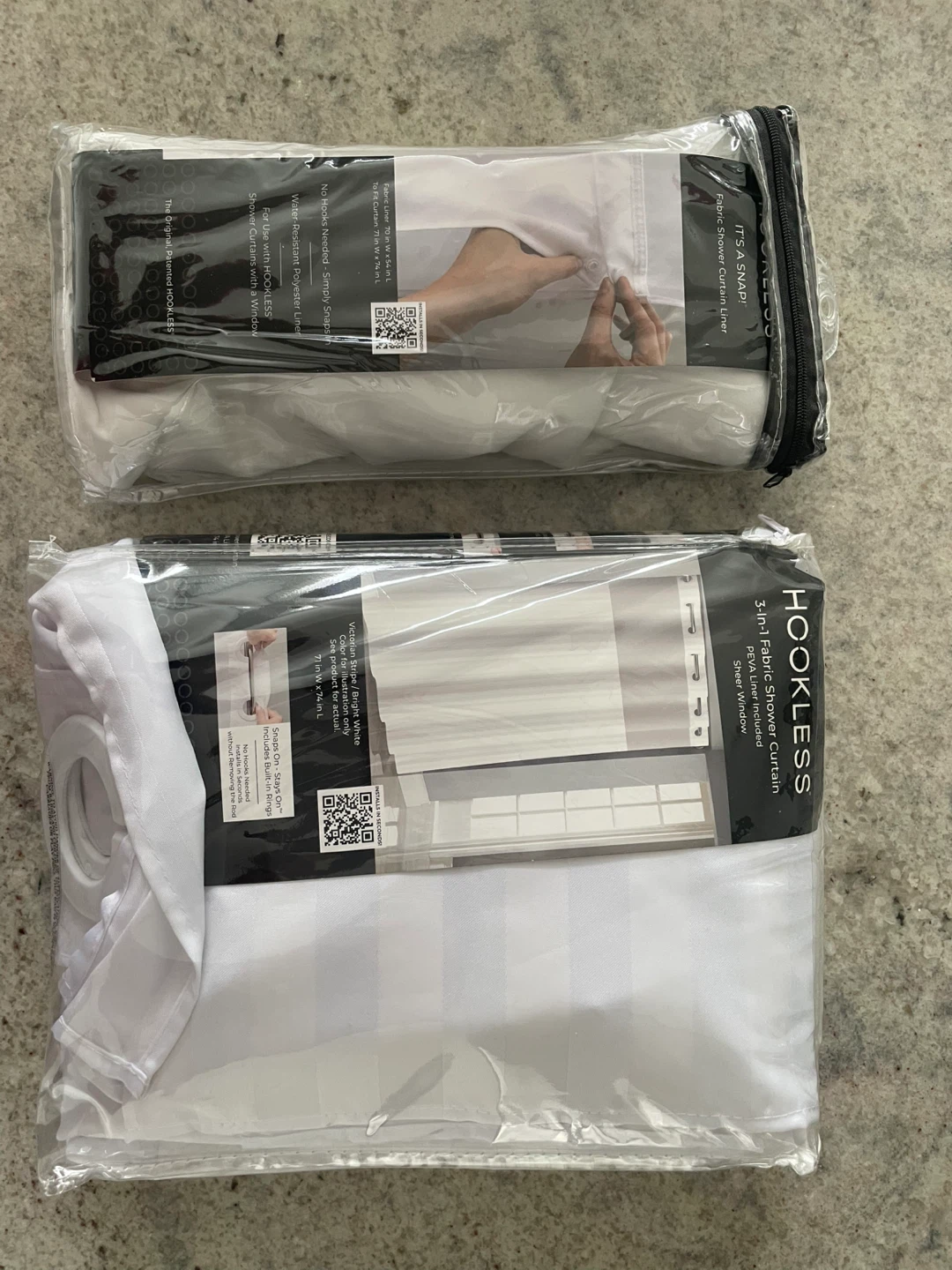 Hookless 3-in-1 Shower Curtain w/ Liner