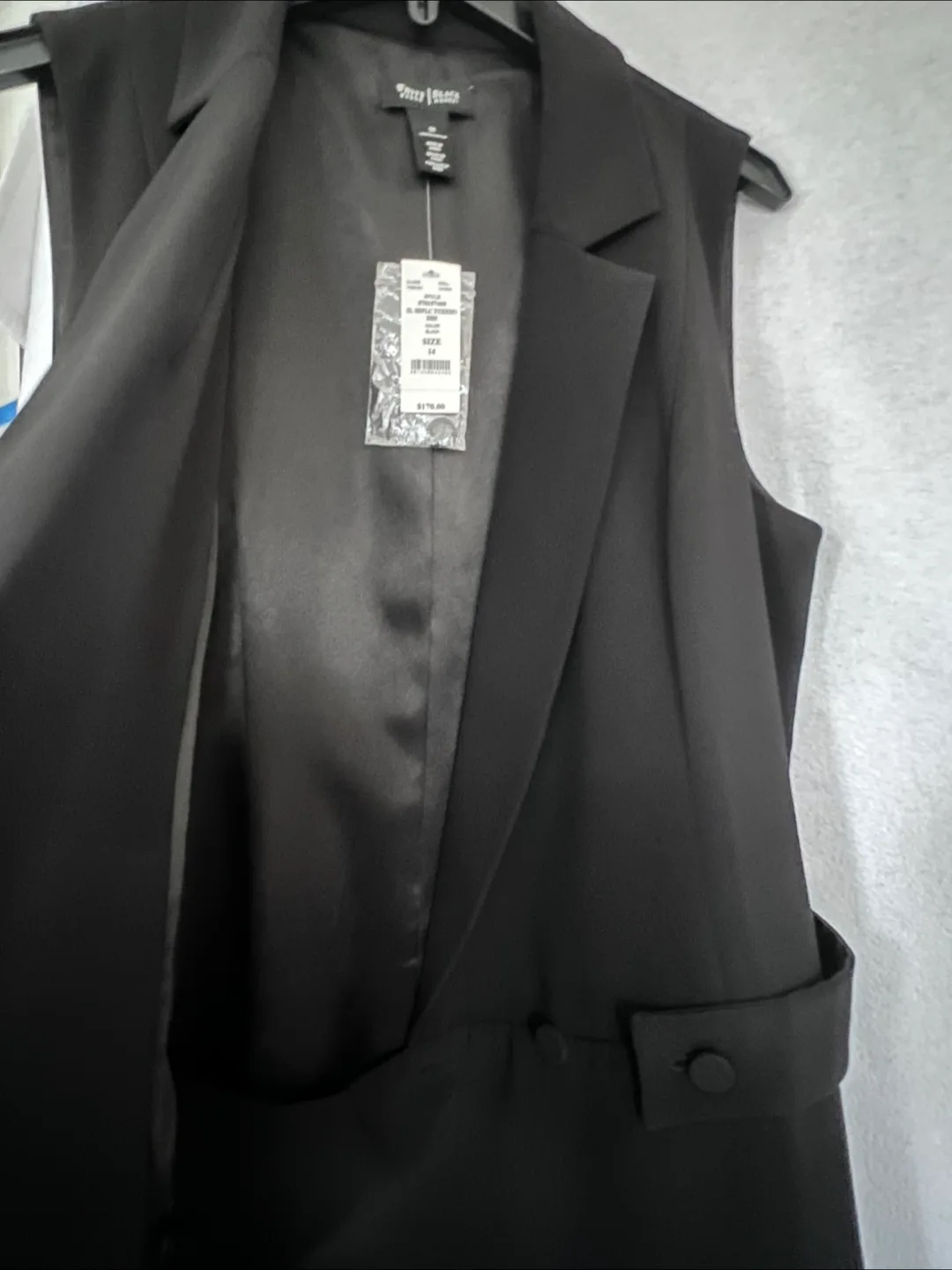 White House Black Market Black Sleeveless Tuxedo Dress Size 14 thumbnail