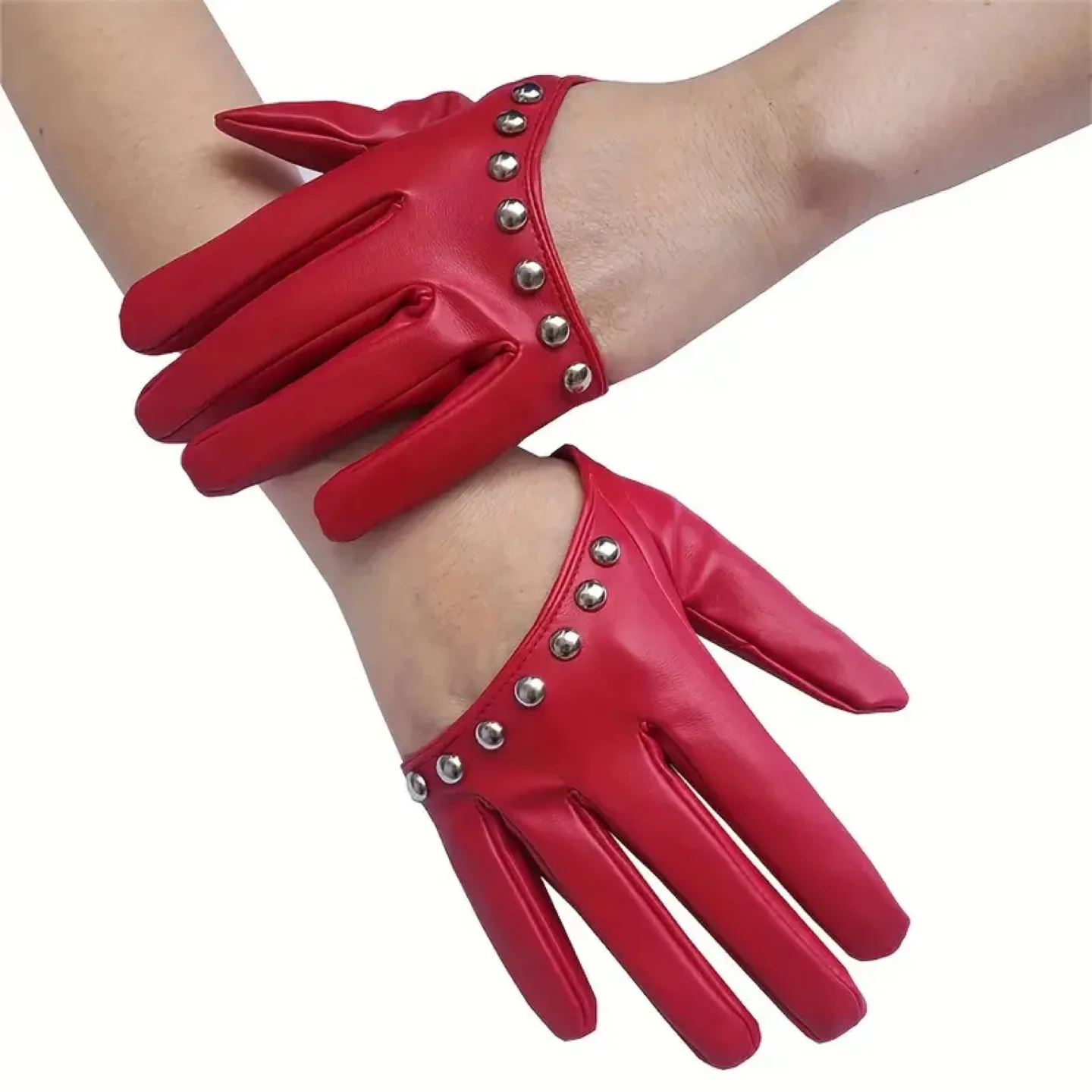 Short half finger gloves with rivets thumbnail
