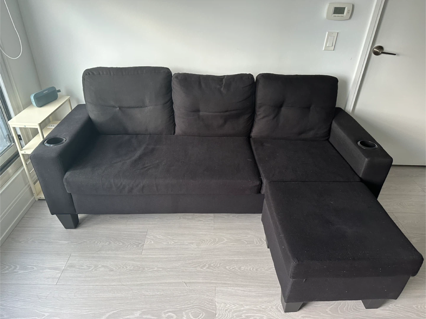 Black Sofa with Ottoman
