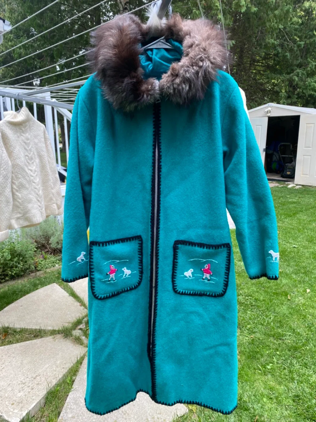 Labrador Handicrafts Limited Teal Wool Coat thumbnail