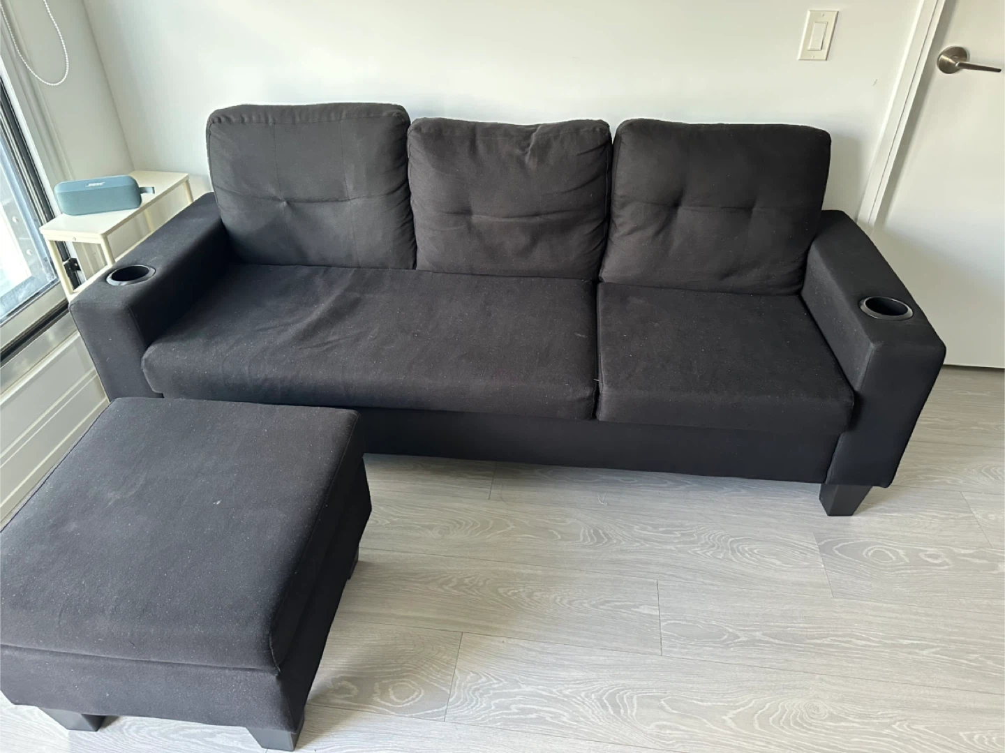 Black Sofa with Ottoman - photo 3