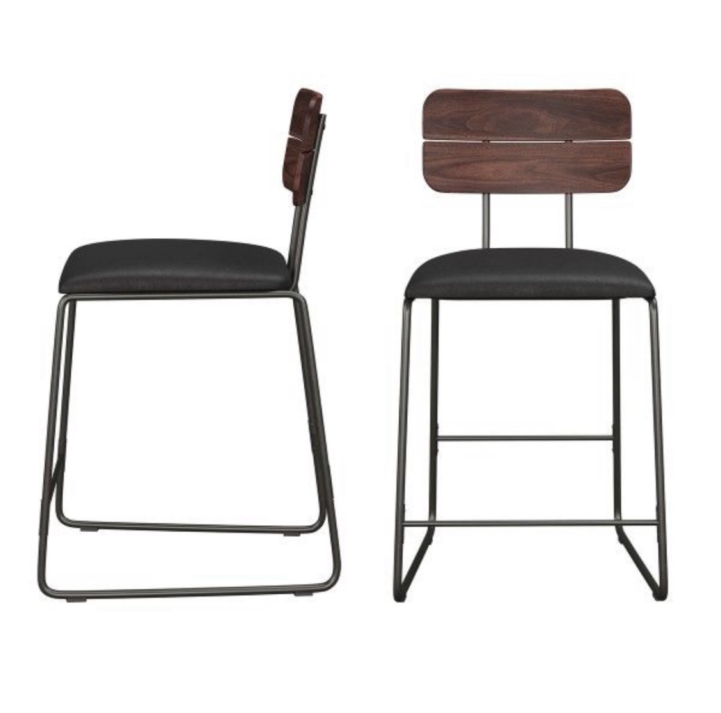 New Set of 2 Sleek Industrial Minimalist Counter Height Stools - photo 4
