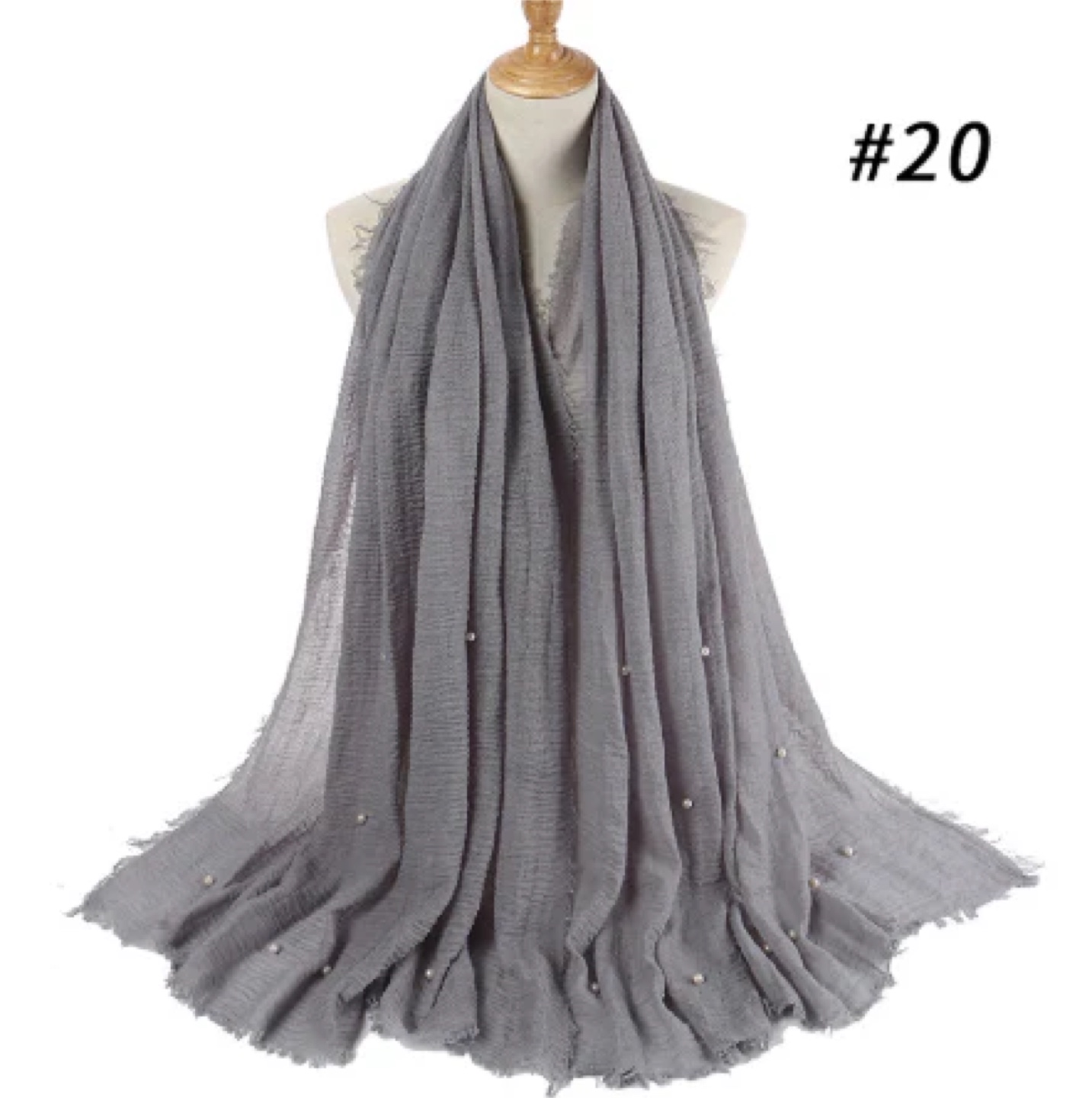 Grey Hijab/Shawl/Scarf with Pearls