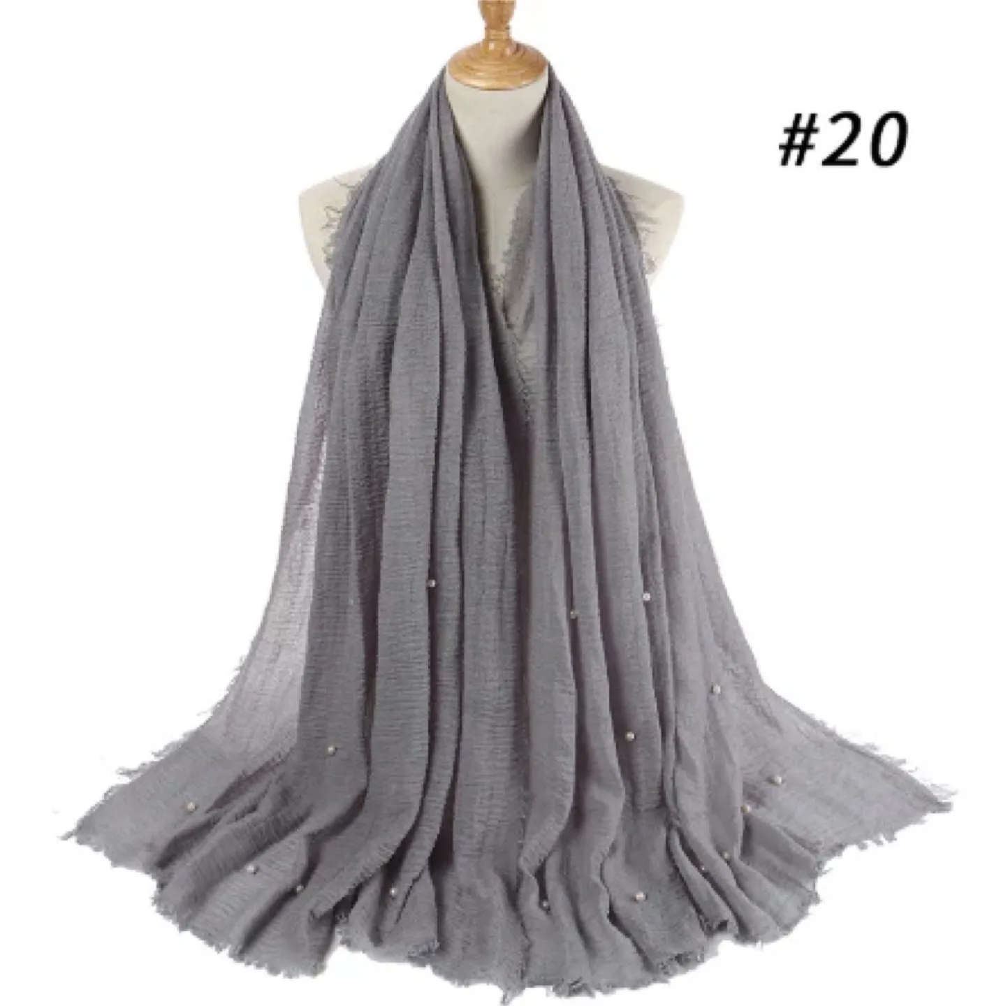 Grey Hijab/Shawl/Scarf with Pearls thumbnail