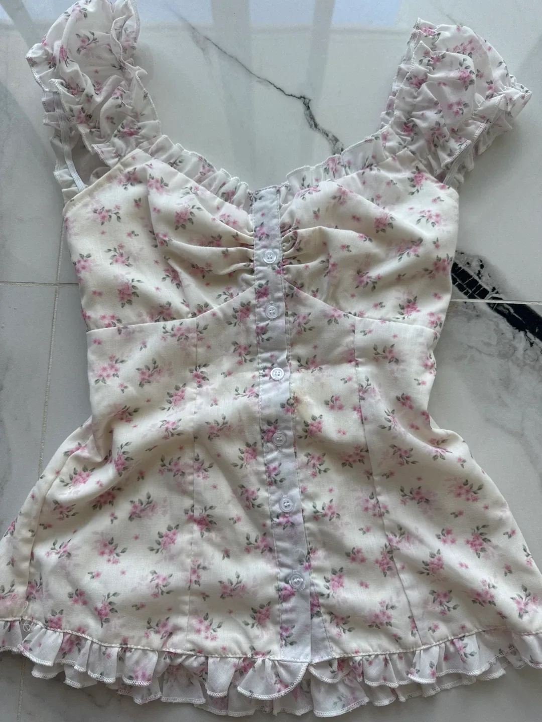 Floral Ruffle Top - Size Small thumbnail