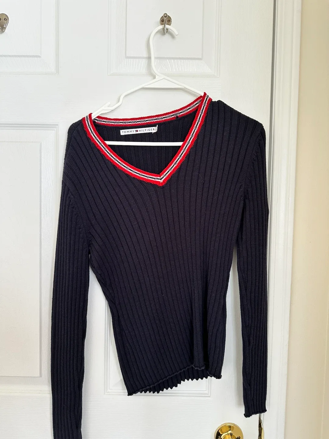 Tommy Hilfiger Black V-Neck Sweater - Size M thumbnail