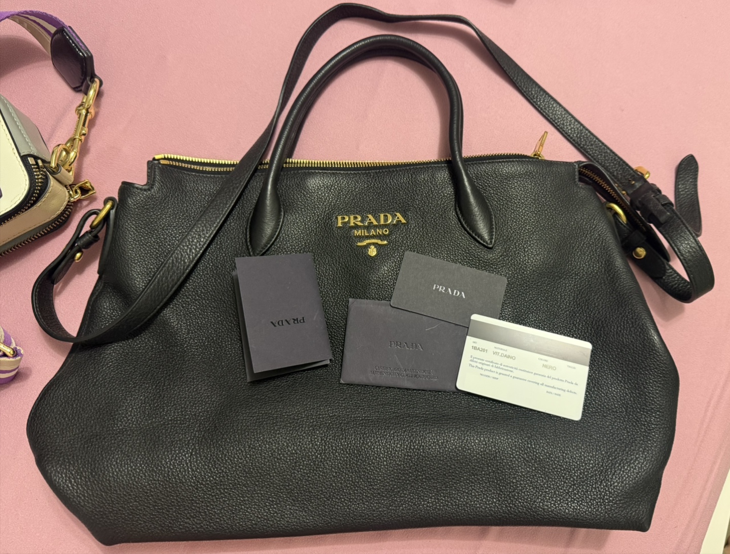 Prada Vit.Daino Black Leather Tote Bag - photo 2