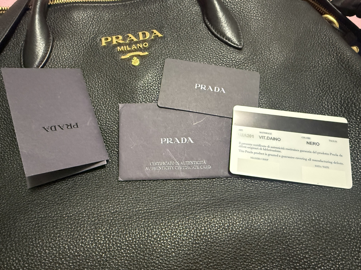 Prada Vit.Daino Black Leather Tote Bag - photo 3