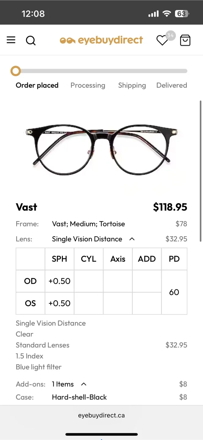 NEW Eyebuydirect Reading Glasses 0.5+ image indicator(2)