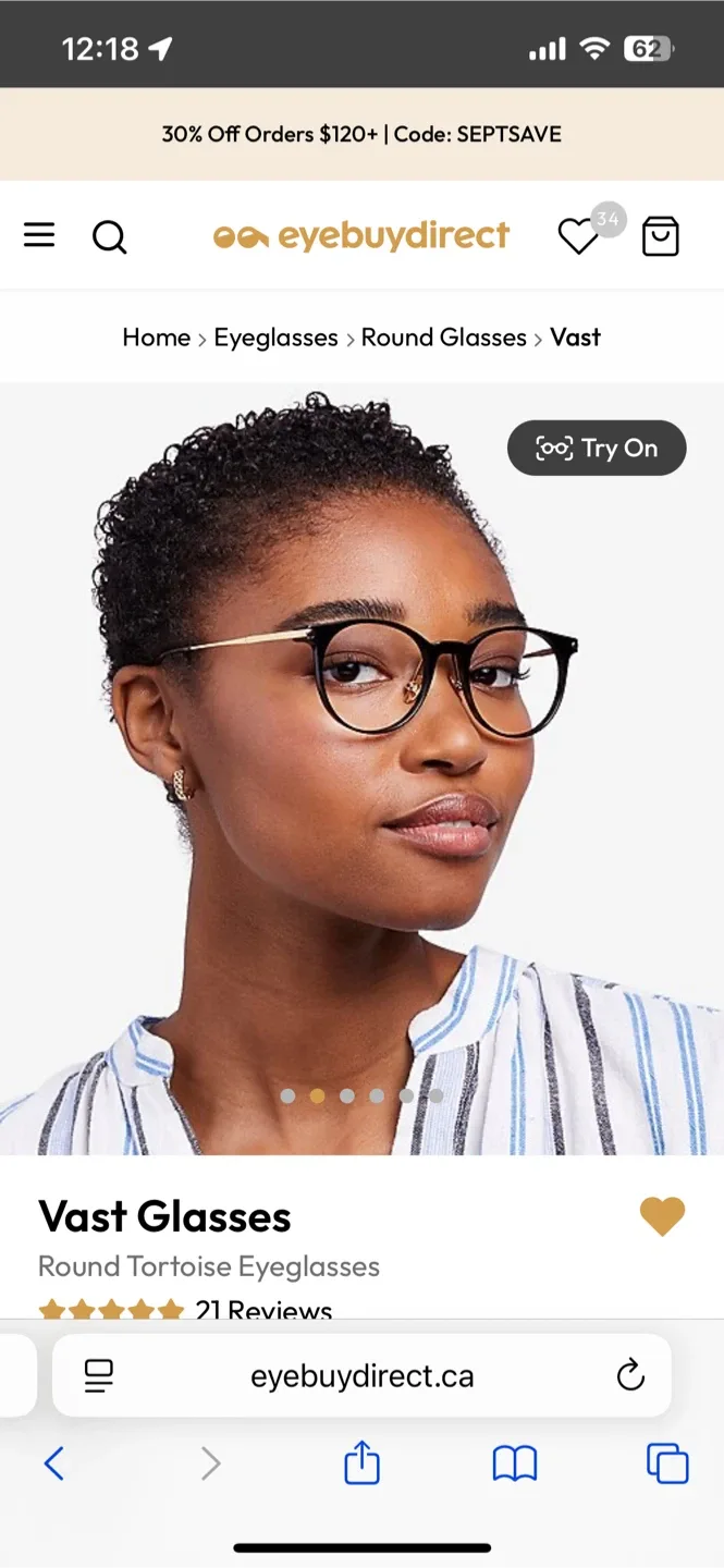 NEW Eyebuydirect Reading Glasses 0.5+ thumbnail