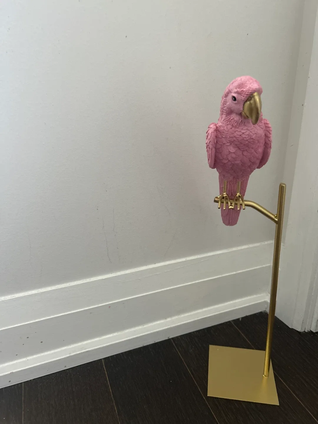 Pink Parrot Figurine with Gold Stand thumbnail