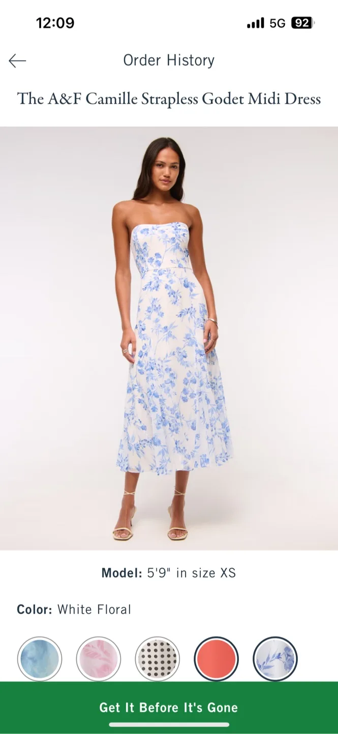 A&F Camille Strapless Godet Midi Dress