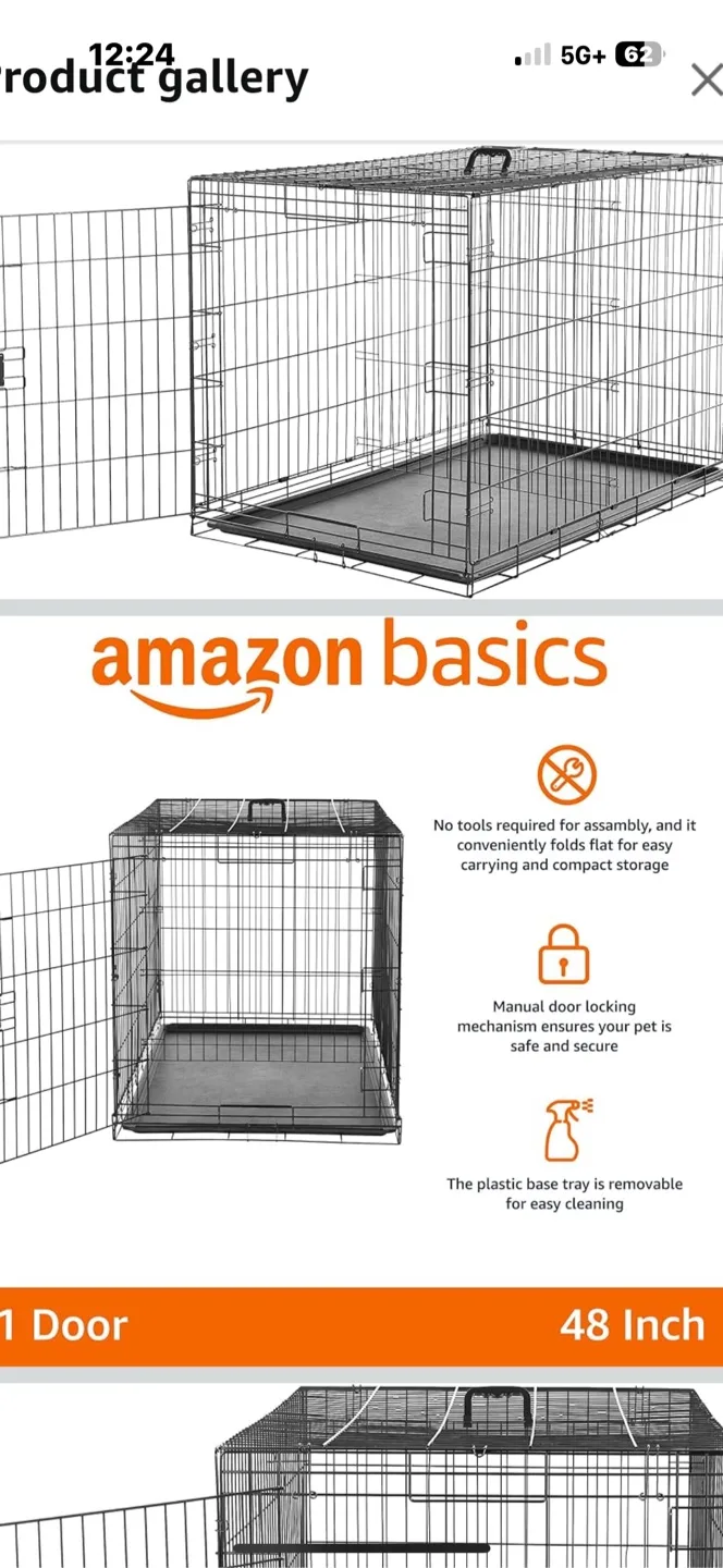 Amazon Basics Single Door Dog Crate 48 inch image indicator(2)