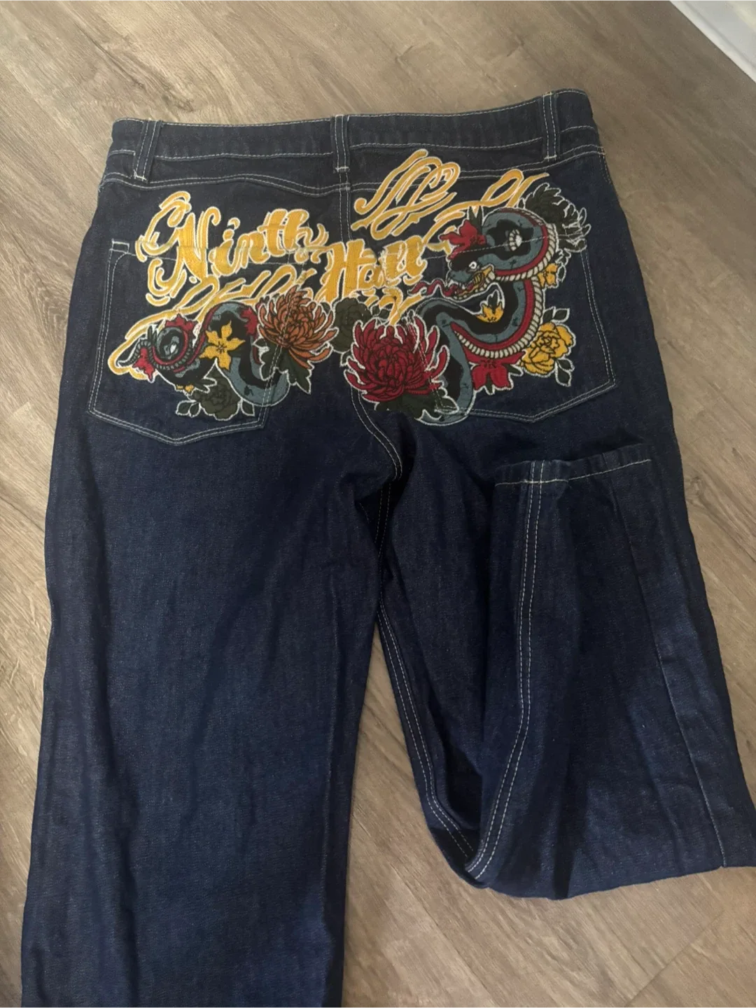 Y2K retro embroidery jeans thumbnail