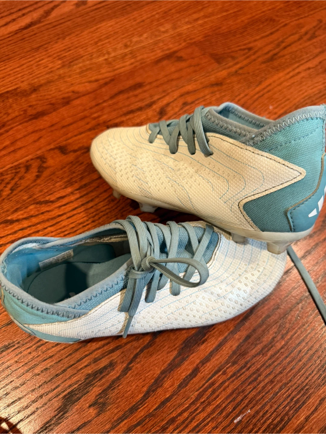 Adidas Predator Edge.4 White/Aqua Soccer Cleats