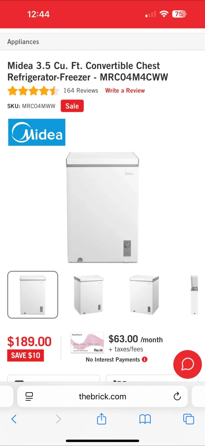 Midea 3.5 Cu. Ft. Chest Freezer - White thumbnail