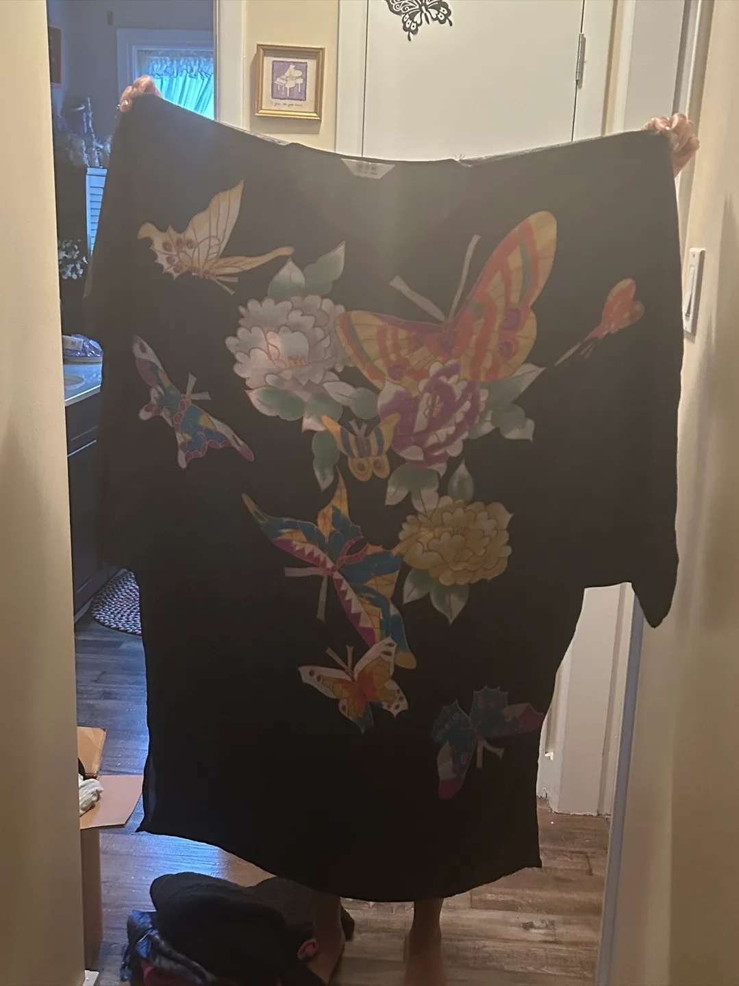 Butterfly Print Black Tunic Top thumbnail