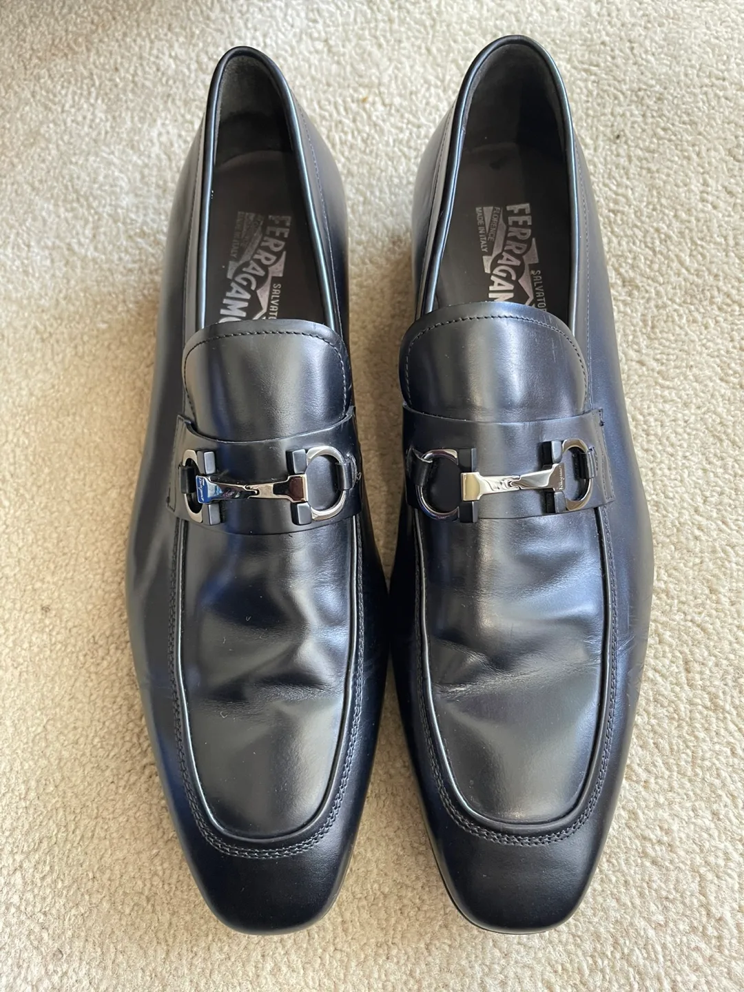Salvatore Ferragamo Black Leather Loafers Size 12 thumbnail