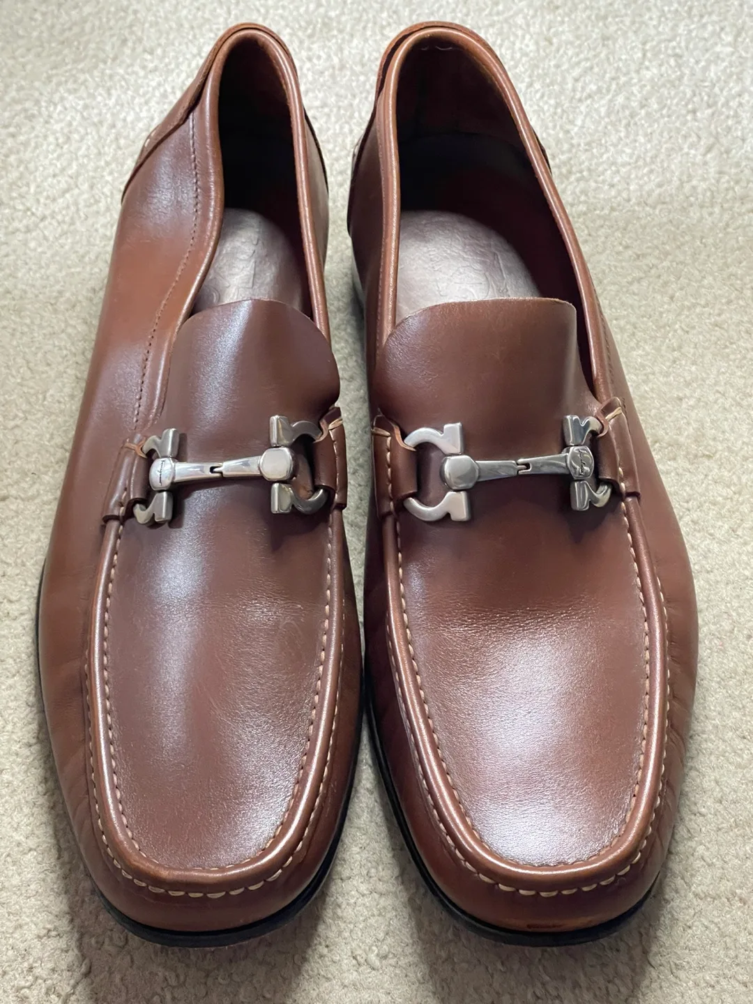 Salvatore Ferragamo Brown Leather Loafers - Size 12 EE thumbnail