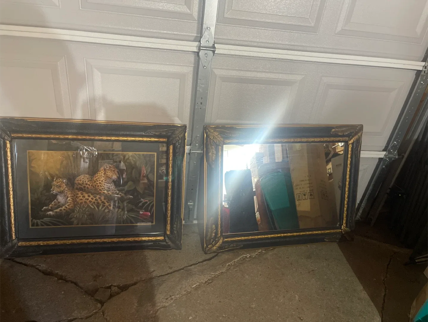Framed Leopard Print & Mirror Set thumbnail