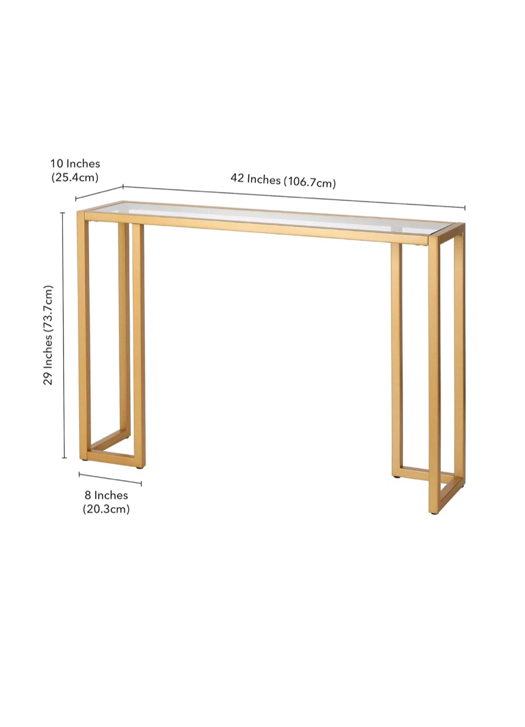 Gold Metal & Glass Console Table - photo 4