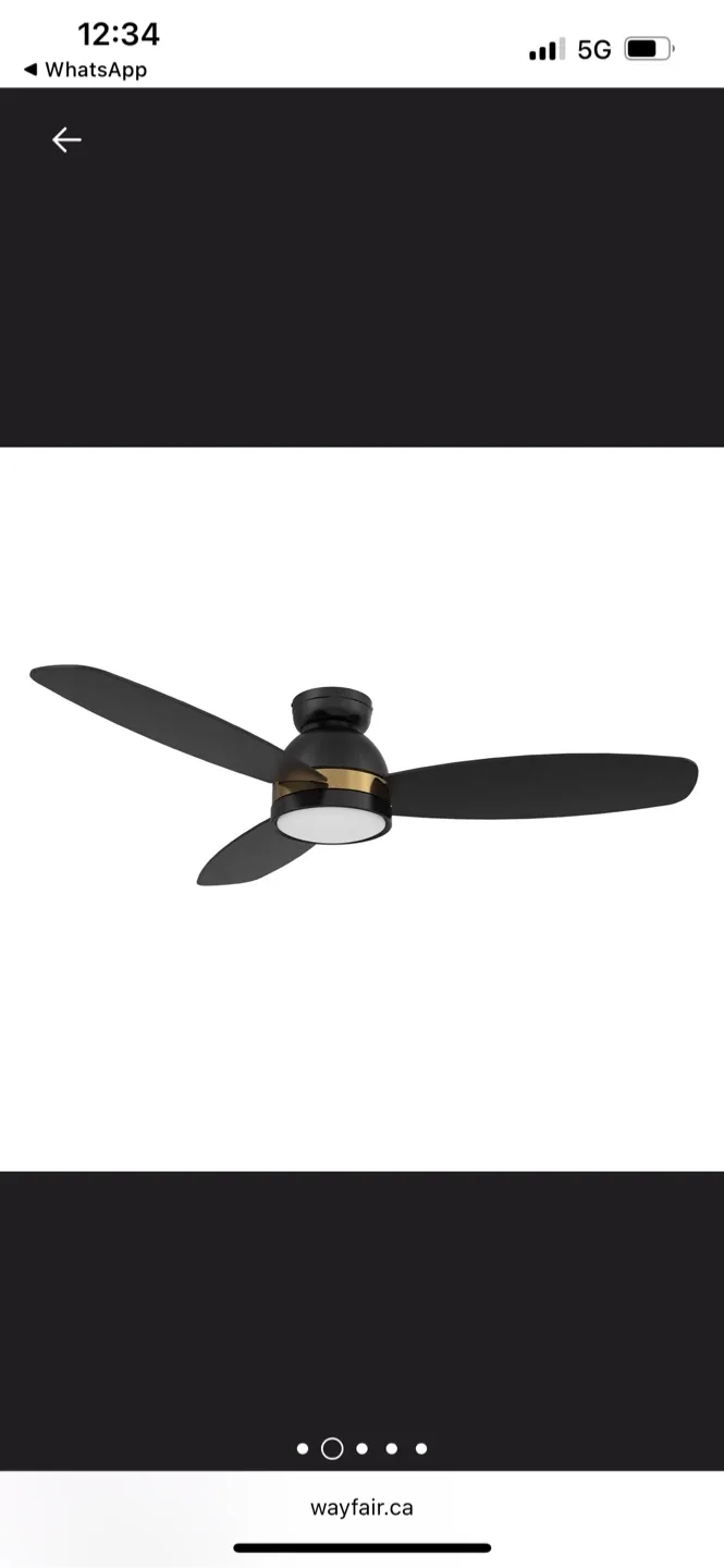 Matte Black Ceiling Fan - 3 Blade fan glass is broken thumbnail