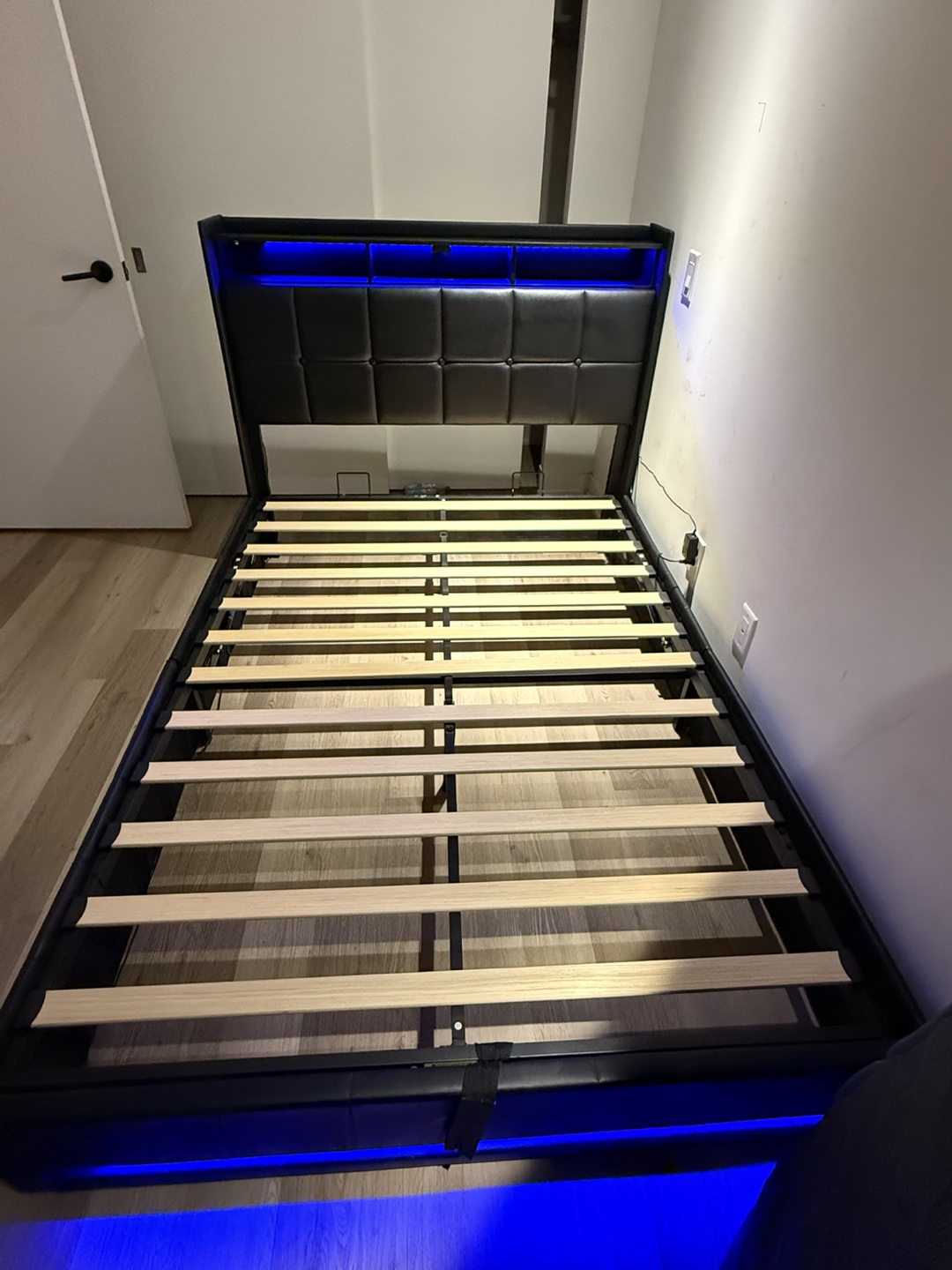 Double Bed Frame with Storage + LED Lights