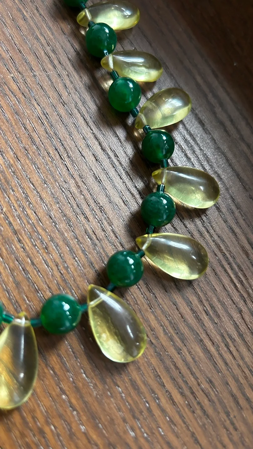 Green Beaded Necklace and Earrings Set image indicator(2)