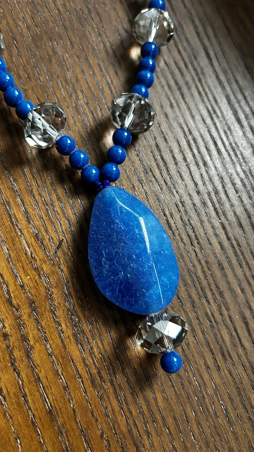 Blue Beaded Necklace with Crystal Accents image indicator(2)