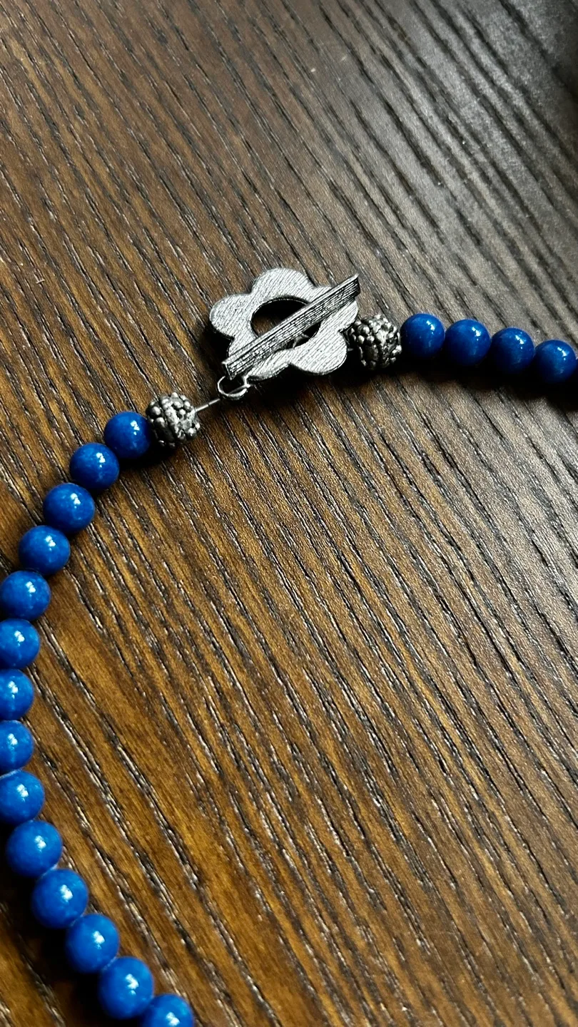 Blue Beaded Necklace with Crystal Accents image indicator(3)