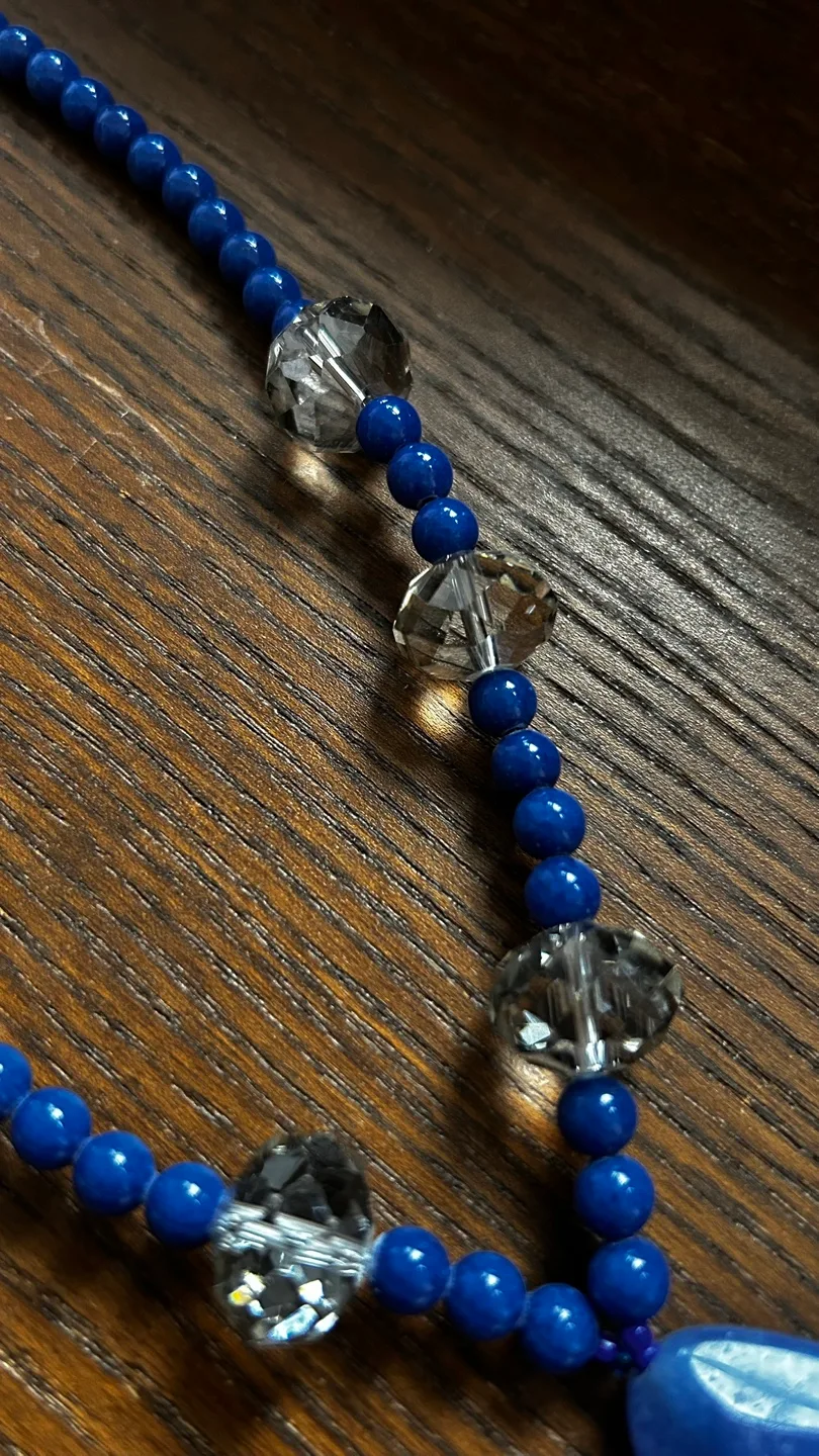 Blue Beaded Necklace with Crystal Accents image indicator(4)