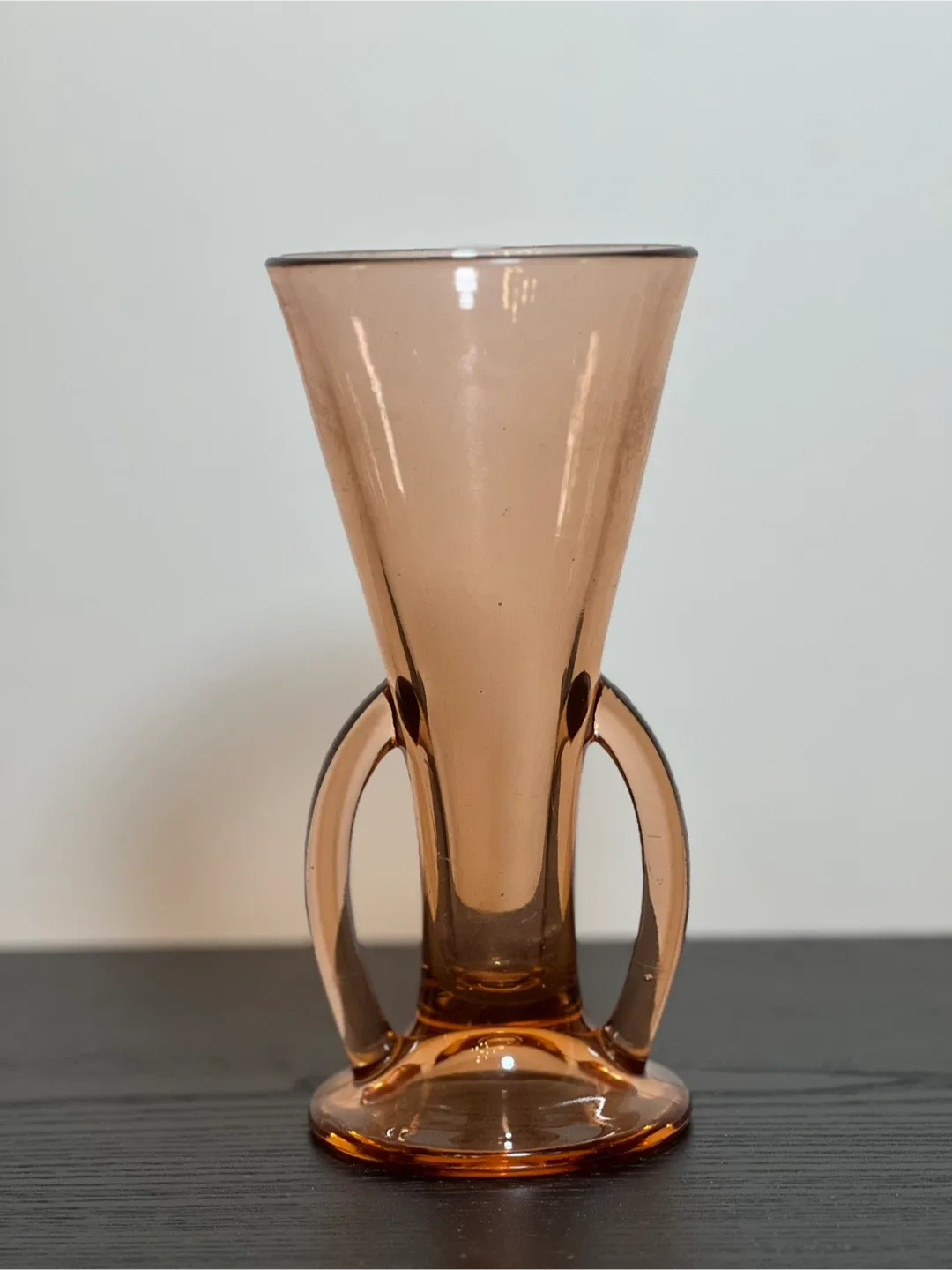 Imperial Glass Pink Vase with Handles Art Deco thumbnail