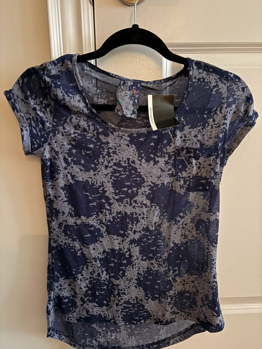 Brand new with tag - Atmosphere Blue Patterned Sheer T-Shirt thumbnail