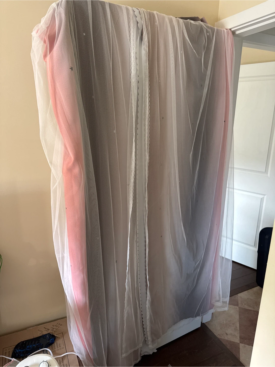 Pink & Grey Star Sheer Curtains